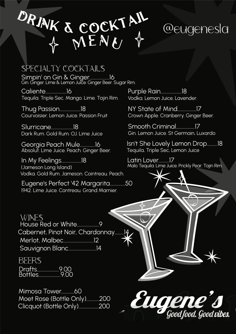 Drinks & Cocktails Menu
